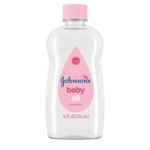 Johnson’s Baby Oil, Pure Mineral Oil to help Prevent Moisture Loss for baby, Kids & Adults, Gentle & Soothing Baby Massage Oil for Dry Skin Relief, Original Scent, 14 fl. oz