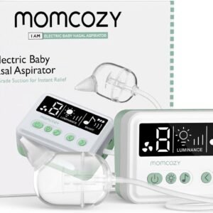 Momcozy Nasal Aspirator for Baby, 75kPa Electric Nose Aspirator for Toddler, Baby Nose Sucker with 9 Suction Levels, Automatic Nose Cleaner with 3 Silicone Tips, 9 Music and 3 Lights