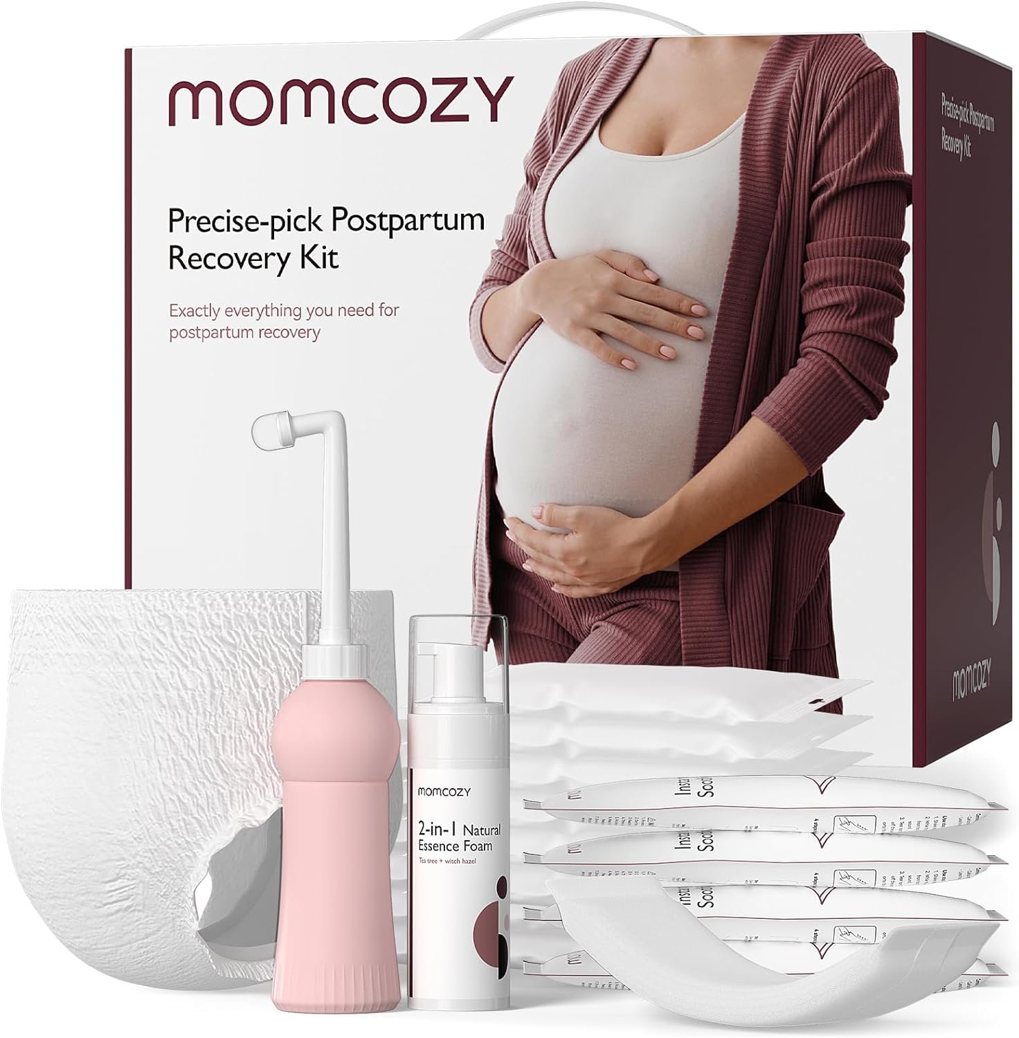 Momcozy Postpartum Recovery Essentials Kit, 19 PCS Labor Delivery Mom Care Set, Self-Absorbent Disposable Underwear Upside Down Peri Bottle Instant Ice Pads Cooling Foam Canvas Bag Kit Momcozy Postpartum Recovery Essentials Kit, 19 PCS Labor Delivery Mom Care Set, Self-Absorbent Disposable Underwear Upside Down Peri Bottle Instant Ice Pads Cooling Foam Canvas Bag Kit