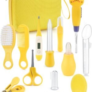 Baby Healthcare and Grooming Kit 15 in 1, Safe Baby Grooming Kit Newborn Girl Boy Essentials, Portable Baby Care Set Nursery Shower Gift for Infant Baby Registry Search (Yellow)
