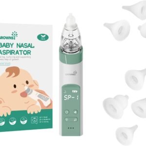 Baby Nasal Aspirator Green with 7 Food-Grade Silicone Replacement Nozzles, Nose Sucker for Baby, Automatic Nose Sucker for Infants, Rechargeable, with Music & Light Soothing Function
