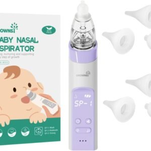 Baby Nasal Aspirator Purple with 6 Food-Grade Silicone Replacement Nozzles, Nose Sucker for Baby, Automatic Nose Sucker for Infants, Rechargeable, with Music & Light Soothing Function