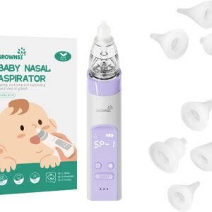 Baby Nasal Aspirator Purple with 7 Food-Grade Silicone Replacement Nozzles, Nose Sucker for Baby, Automatic Nose Sucker for Infants, Rechargeable, with Music & Light Soothing Function