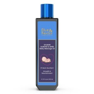 Blue Nectar Ayurveda Gentle Baby Oil for Newborn Skin Care – Moisturizing Baby Massage Oil for Dry Skin & Scalp | with Lavender and Coconut Oil (13 Herbs, 6.76 Fl Oz)