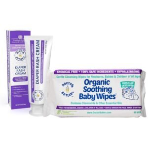Doctor Butler’s Organic Baby Wipes and Diaper Rash Cream Bundle – All-Natural, Fragrance Free Wipes with Maximum Strength Diaper Rash Cream for Fast Relief