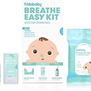 Frida Baby Breathe Easy Kit Sick Day Baby Essentials – Allergy Relief & Sick Day Set Includes Natural Vapor Wipes, Organic Vapor Rub + Organic Vapor Drops to Help Baby Breathe Easy