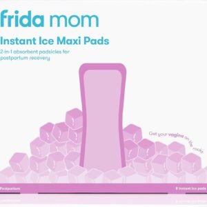 Frida Mom Witch Hazel Perineal Cooling Pad Full-Length Pad Liners + Frida Mom 2-in-1 Postpartum Pads, Ice Maxi Pads| Postpartum Essentials