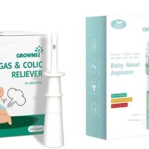 GROWNSY Electric Nasal Aspirator with 24 PCS Baby Gas Relief, Natural Gas and Colic Reliever for Babies, Nasal Aspirator for Baby