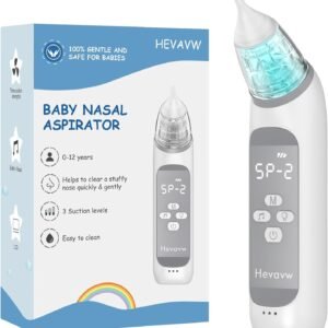 Hevavw Electric Nasal Aspirator for Baby – Baby Nose Sucker, Snot Booger Mucus Remover for Baby Toddler Infant Newborn Kid – Nose Cleaner Machine with 3 Suction Levels, Music & Light