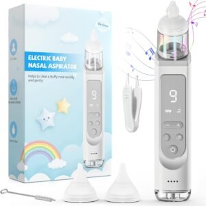 IMPME Nasal Aspirator for Baby, Baby Nose Sucker, Electric Nose Suction for Toddler with 3 Silicone Tips, 9 Adjustable Suction Levels, Light Soothing Function&Nursery Rhymes