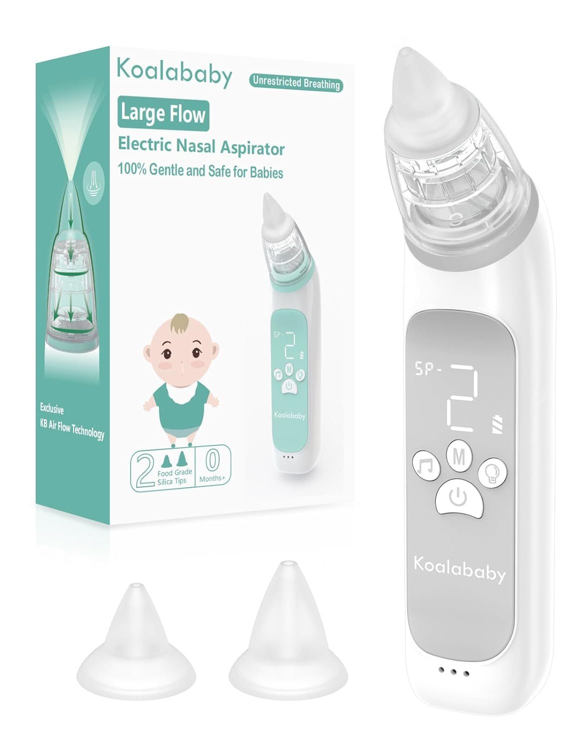 Koalababy Large Flow Electric Nasal Aspirator for Baby, Safe Baby Nose Sucker, Nose Cleaner for Toddlers, 3 Suction Levels, Music & Light Soothing Function, Cloudy Gray Koalababy Large Flow Electric Nasal Aspirator for Baby, Safe Baby Nose Sucker, Nose Cleaner for Toddlers, 3 Suction Levels, Music & Light Soothing Function, Cloudy Gray