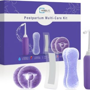 LEADLIFE Postpartum Recovery Essentials Kit 22 Oz Extra Large Peri Wash Bottle with Travel Pouch, Hot & Cold Postpartum Pain Relief Packs, Pads, Breast Hot & Cold Therapy Packs (13 Pieces Set )