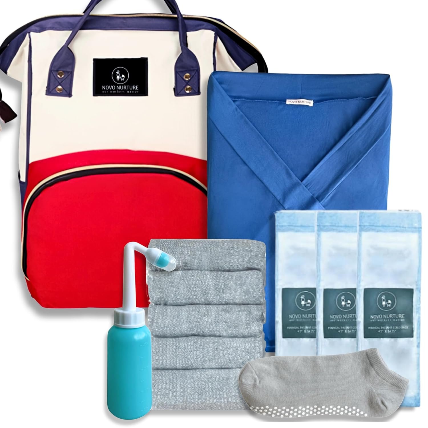 Novo Nurture Postpartum Essentials Kit- Hospital Bag Essentials for Labor and Delivery/New Mom Gifts. Postpartum Underwear, Peri Bottle, Postpartum Pads, Postpartum Clothes, Insulated Diaper Bag Novo Nurture Postpartum Essentials Kit- Hospital Bag Essentials for Labor and Delivery/New Mom Gifts. Postpartum Underwear, Peri Bottle, Postpartum Pads, Postpartum Clothes, Insulated Diaper Bag