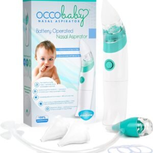 OCCObaby Baby Nasal Aspirator – 2 PK Baby Nose Suction Kit- Battery Operated Baby Nose Cleaner and Manual Baby Nose Sucker for Newborns, Infants and Toddlers – Congestion Relief for Babies