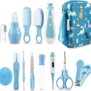 PandaEar Baby Healthcare and Grooming Kit, Baby Nursery Health Care Set, Electric Safety Nail Trimmer Newborn Essentials Kit for Infant Toddlers Kids (19 in 1, Blue)