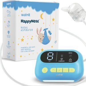 The ‘HappyNose’ Nasal Aspirator with 3X Greater Suction for Newborn Infant Baby Toddler Kids & Adults – Rechargeable Snot Booger Mucus Vacuum Device – Nose Sucker Machine