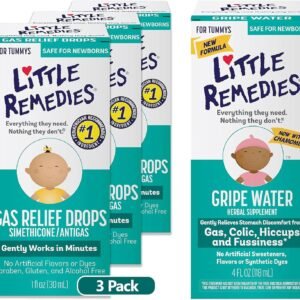 Little Remedies Baby Bundle; 1oz Natural Berry Flavor Gas Relief Drops, Pack of 3 & 4Fl Oz Gripe Water